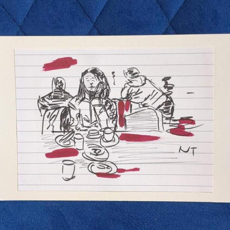 Art Drawing 'At The Restaurant'    