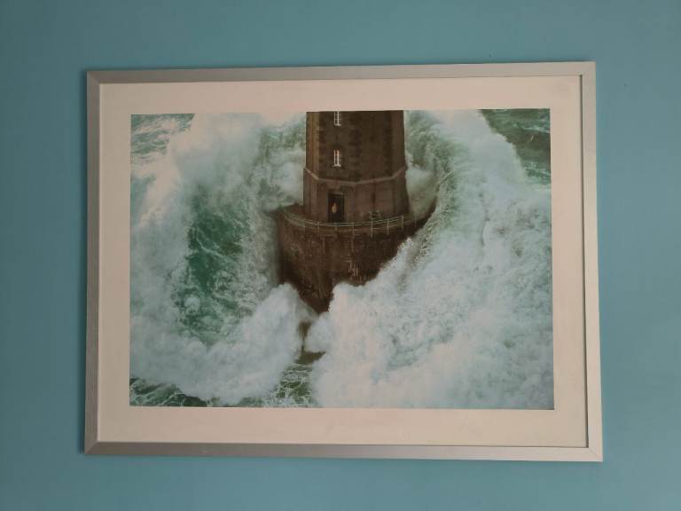 Large framed poster of lighthouse 