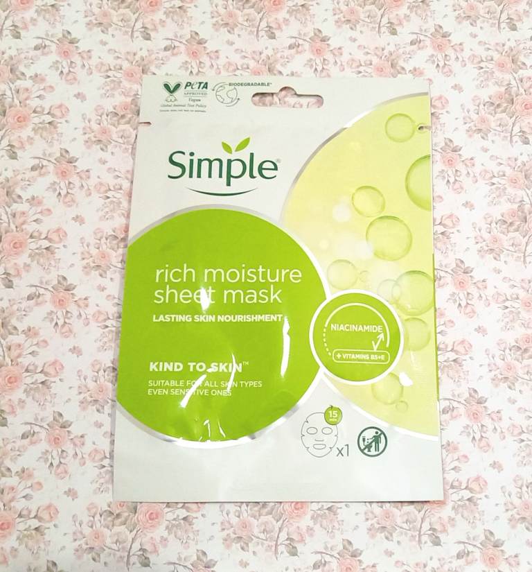Simple Kind to Skin Rich Moisture Sheet Mask,  Intense Hydration Deep Moisture Boost
