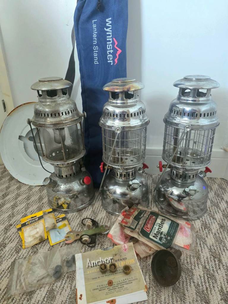3x Anchor Paraffin storm lamps