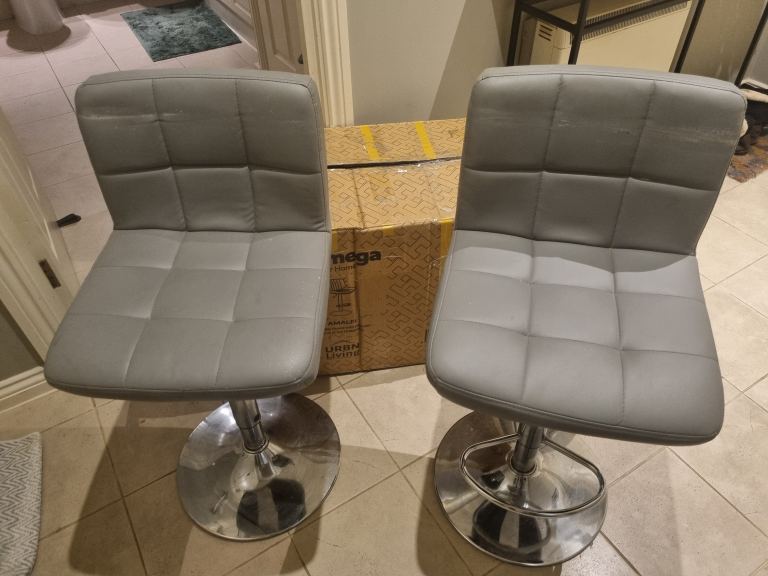 image for 2 Grey Bar Stools £10