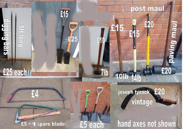 garden tools  assorted  prices in picture