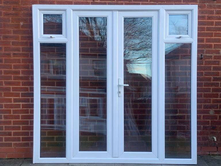UPVC TRIPLE GLAZED FRENCH PATIO DOOR WITH SIDE PANELS 209CM WIDE 207cm HIGH  Can Deliver