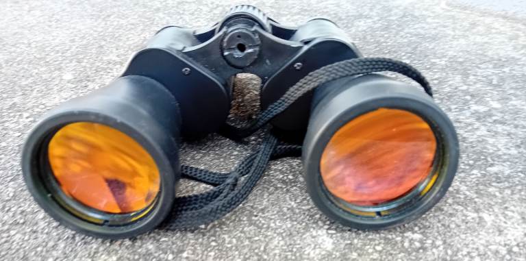  10 x 50 space navigator Black Binoculars with Orange Lenses – Good Condition