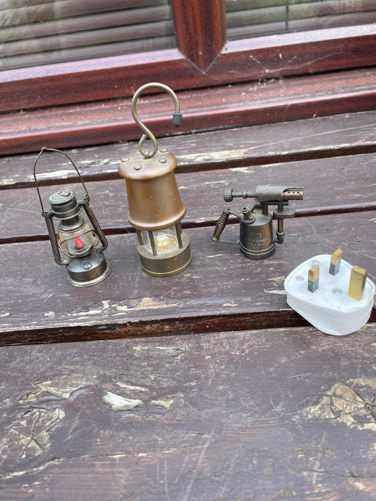 REDUCED MINIATURE  BRASS LAMPS, DAVY SAFETY , OIL LAMP AND BLOW TORCH £8