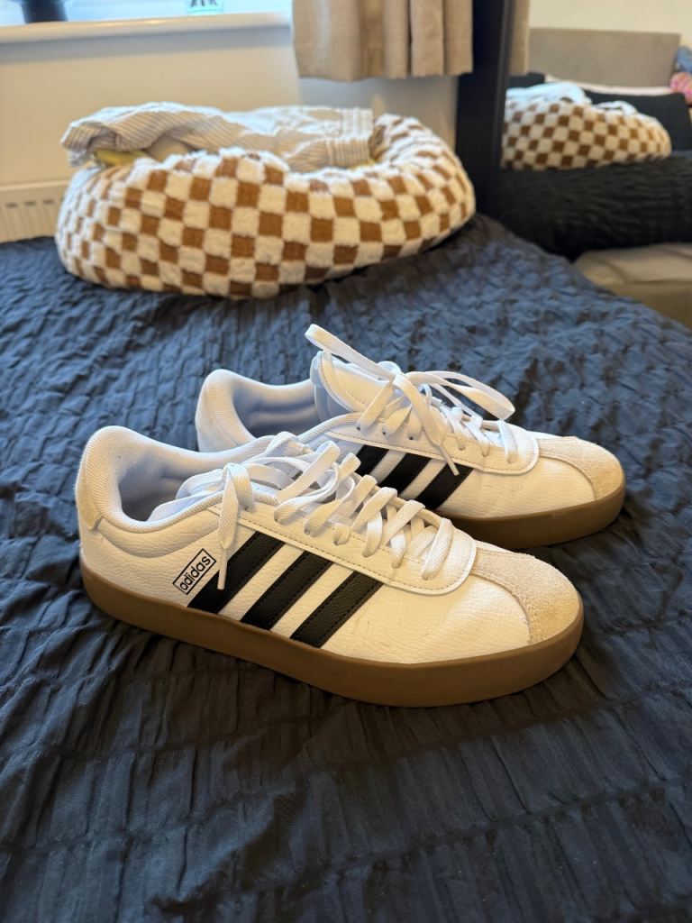 Adidas VL Court 3.0 Trainers - White & Black, UK 9.5