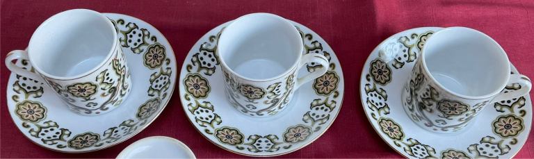 Vintage Rare Chinese Porcelain 3 X coffee cups & saucers
