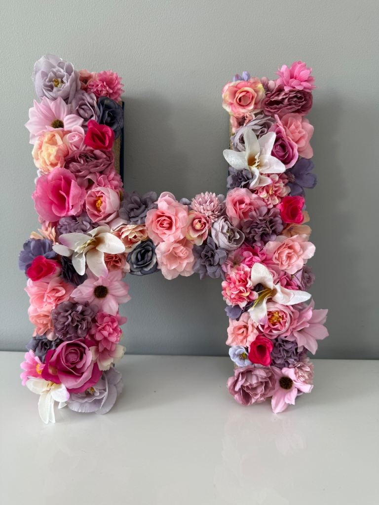 Decorative Flower Initial 'H' Letter – Perfect gift or wall decor, Nursery etc 
