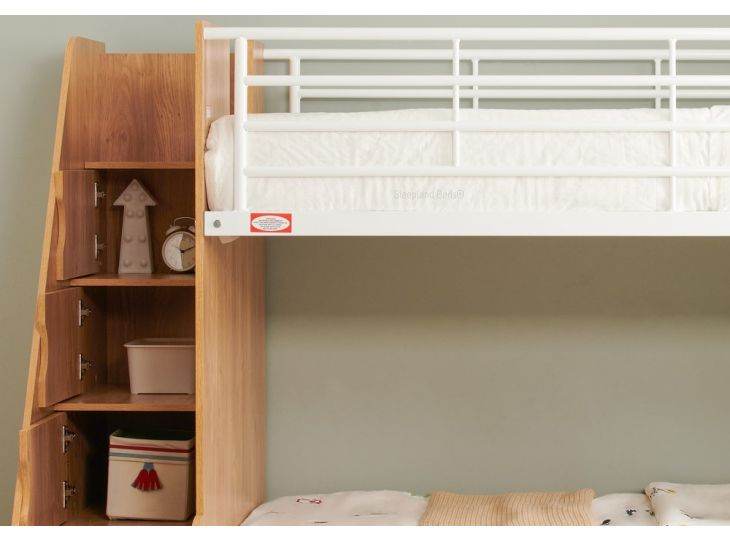 Trio Deluxe Triple Bunk Bed With Storage Stairs In Oak - Small Double
