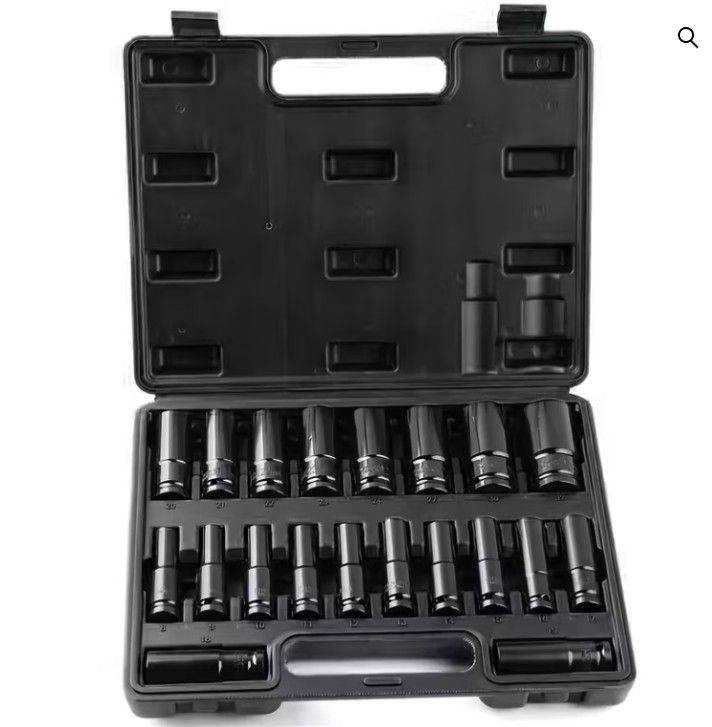 1/2″ Long Reach Impact Socket Set – 20 Piece (Black)