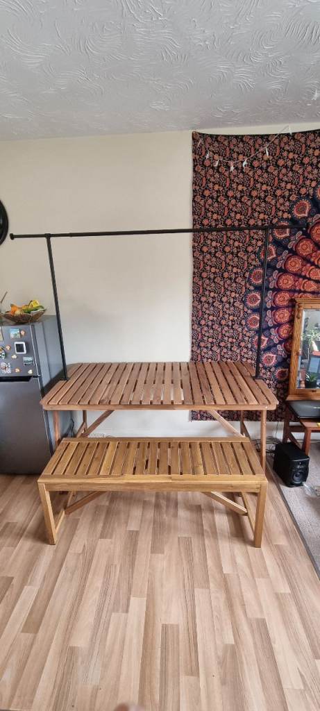 Wooden IKEA Bench Set with decorating rod