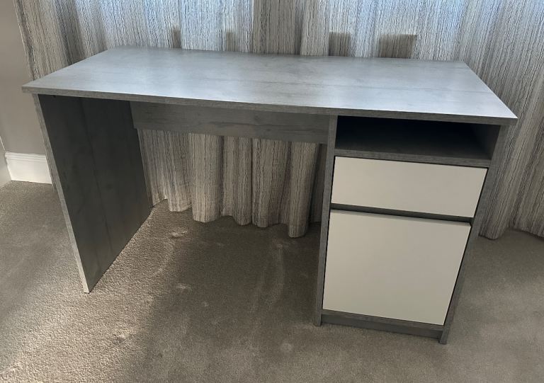 Grey and White Desk with Storage – As Good As New
