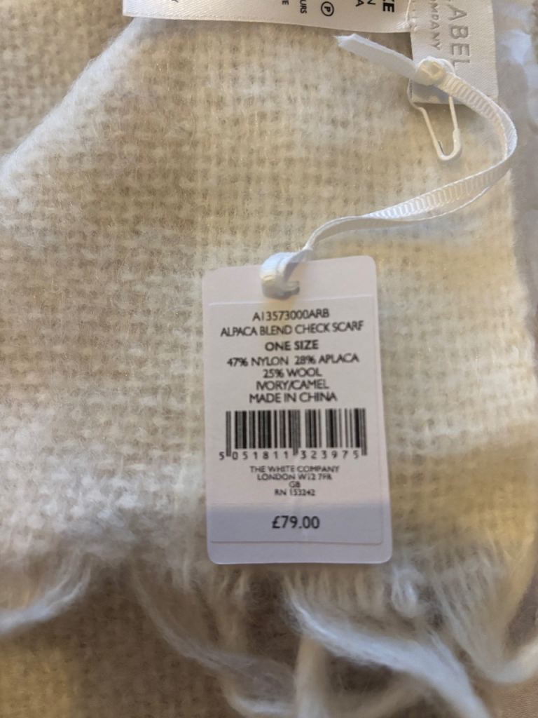 The White Company New Alpaca Blend Check Scarf