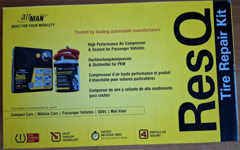 AirMan ResQ Compressor Flat Tyre Repair Sealant Kit