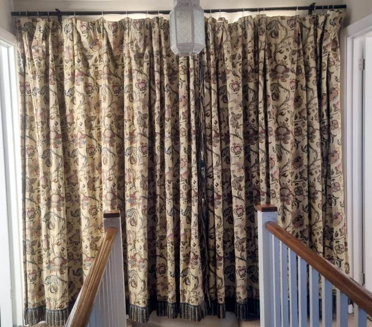 image for Large Curtains in Jacobean Garden design fabric with blackout lining. 