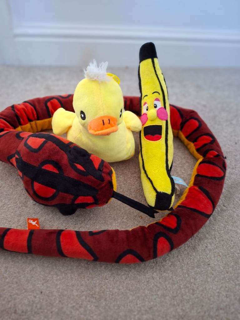 Assorted Soft Toys – Duck, Banana, and Snake