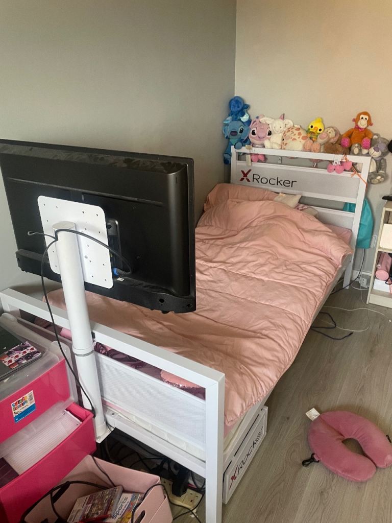 X Rocker single bed frame with built in TV stand