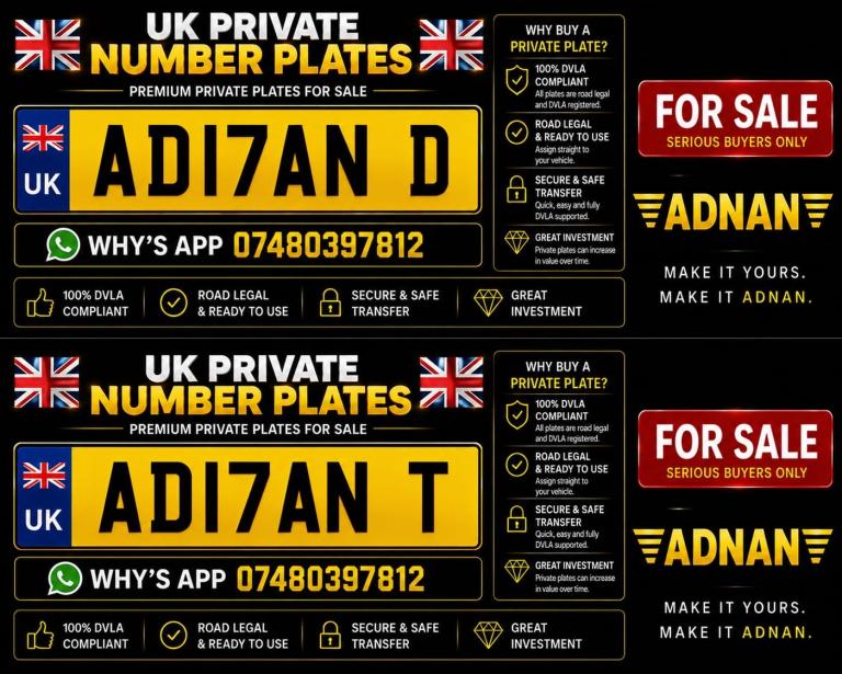 PRIVATE NUMBER PLATES FOR SALE – BIRMINGHAM – DVLA CERTIFICATE READY