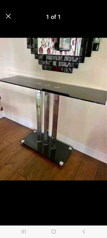 Glass Console Table with Chrome Legs