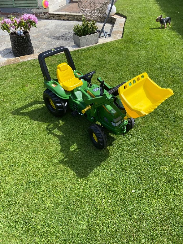 John Deere Pedal Tractor with Loader – Green & Yellow, Good Condition