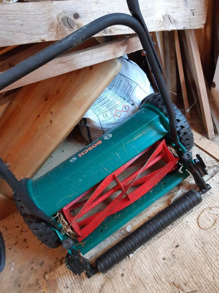 Bosch Manual Push Lawn Mower - Green, Good Condition