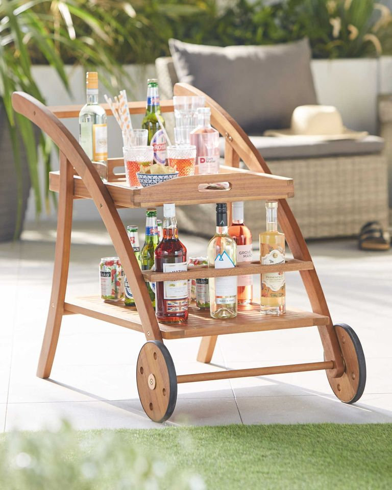 Drinks Trolley with Removable tray Acacia Wood FSC NEW
