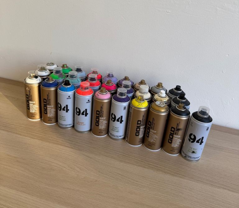 Assorted Spray Paint Cans - Montana Gold & MTN 94 - Mixed Colours - Ideal for Artists