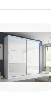 White Gloss Sliding Wardrobe with LED Lighting 