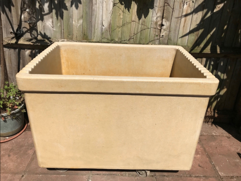 Large Garden Planter. 40 Inches. Antique 1950's HATHERNWARE Bath, Trough, Pond, Ceramic Glazed Stone
