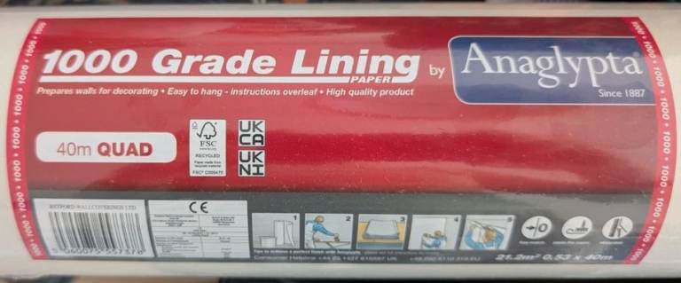 Professional Quality Lining Paper 1000 grade 0.53 x 40m quad Anaglypta