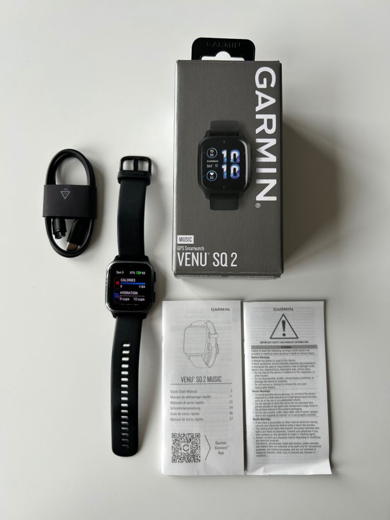 Garmin Venu Sq 2 Music Edition GPS Smartwatch Fitness Good Condition Box Charger
