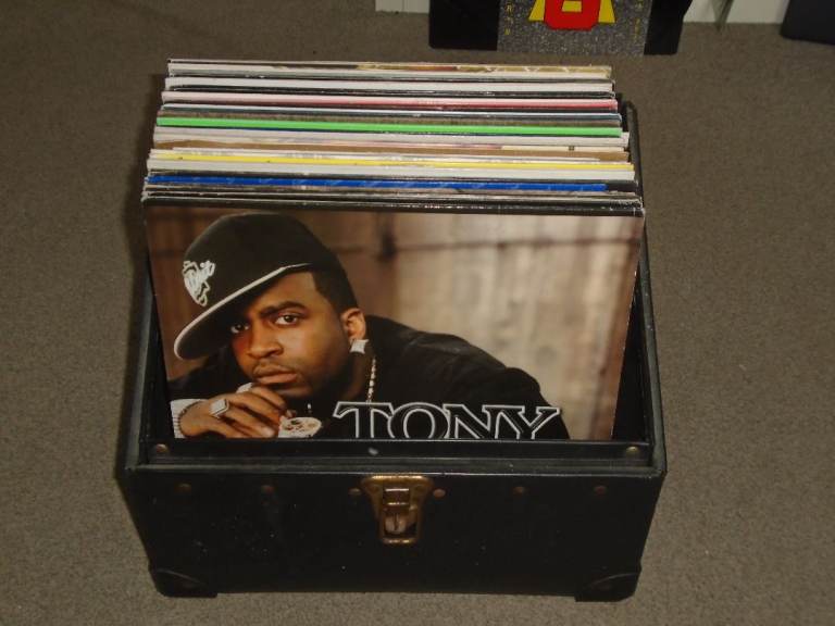 50 x 12" Hip Hop Vinyl Record Collection & Record Box. Mostly early 2000's