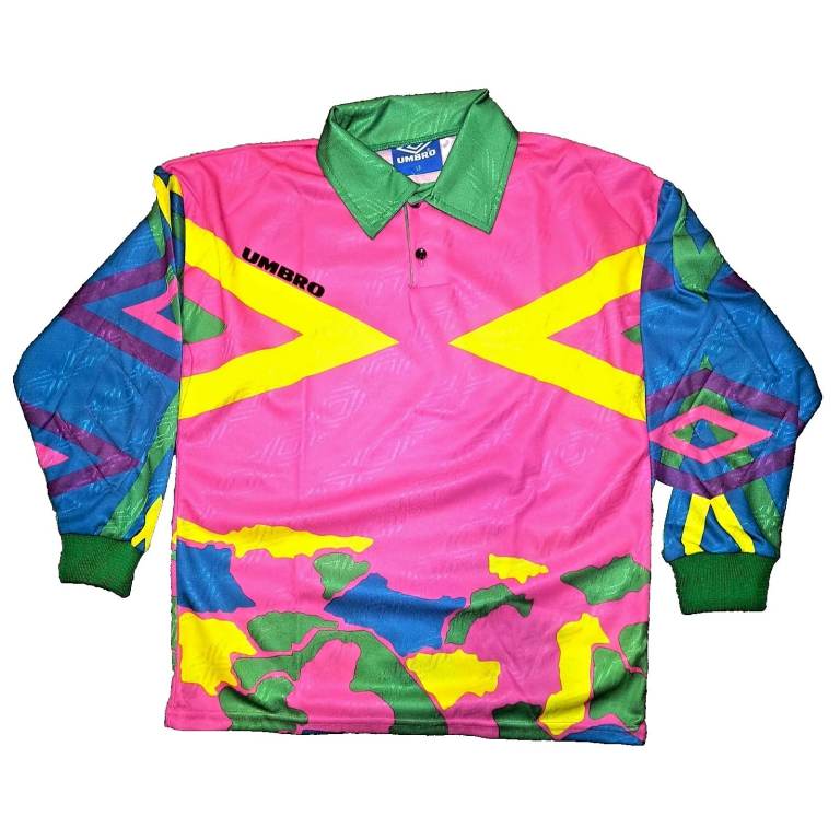 Vintage 1990s Umbro Goalkeeper Shirt – Pink Base – 32 inch chest 