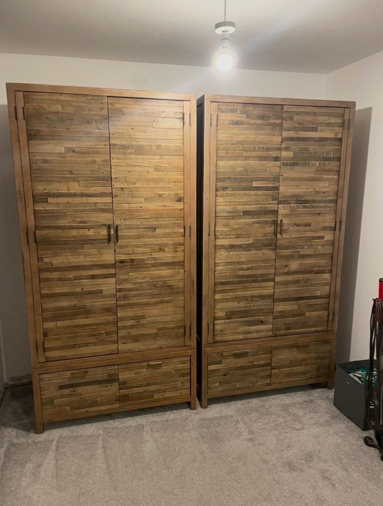 £1000 IF GONE TODAY - 2 x barker & stonehouse charlie reclaimed solid wood wardrobes