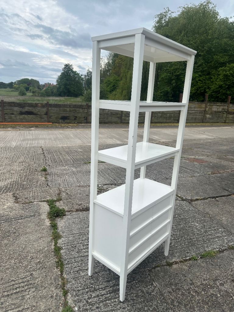 White crate and barrel Spotlight book case tv cabinet 