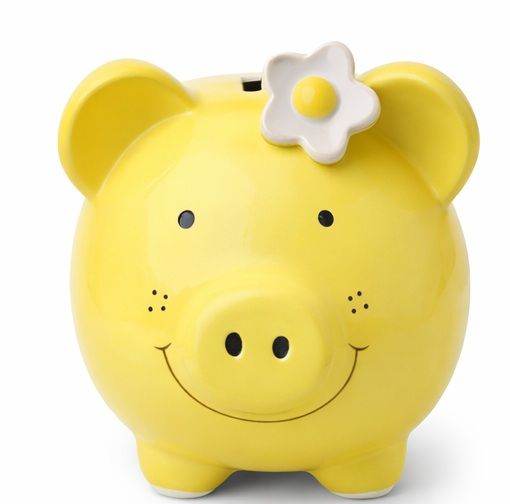 Cute Yellow Piggy Bank with Flower – Good Condition