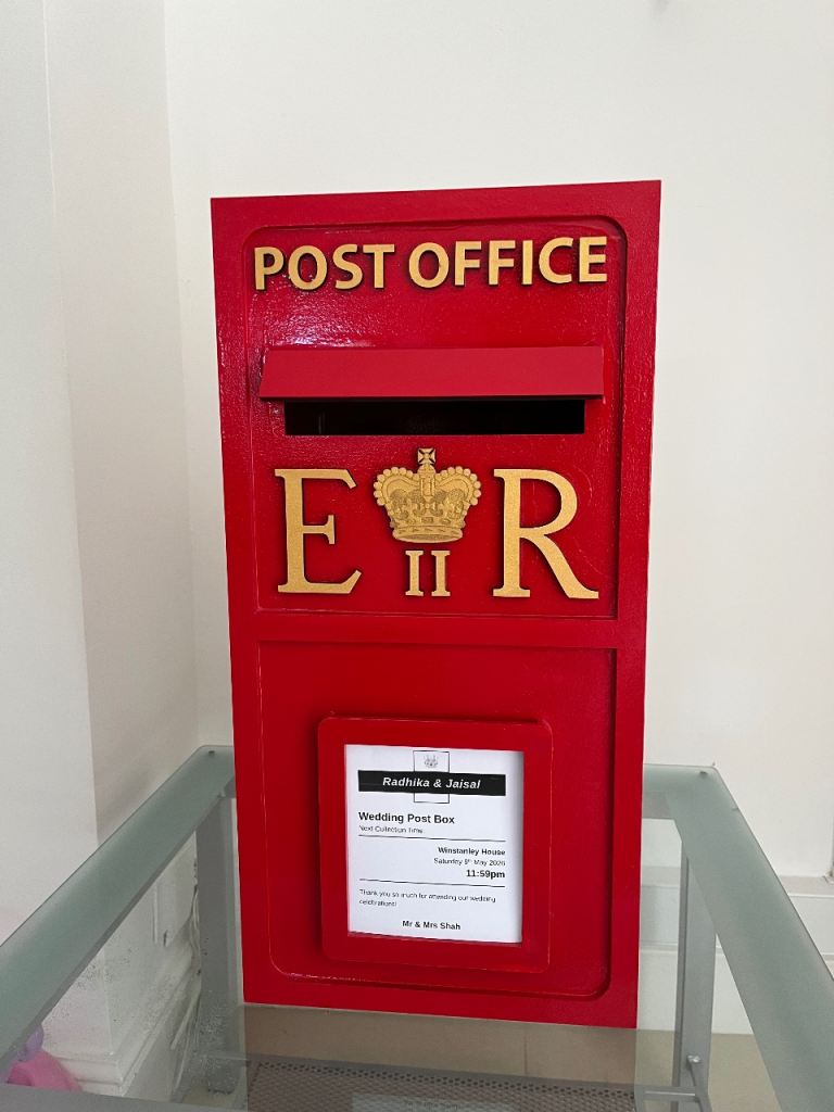 Wedding Post Box - Red Wooden ERII Design