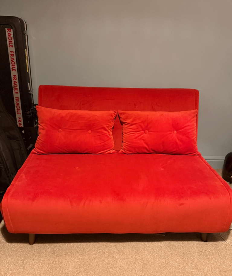 made. com orange sofa bed, sleeps 2