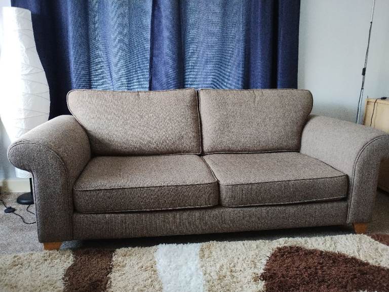 3 Seater Brown Fabric Sofa