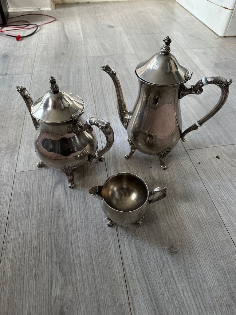 Vintage M&R Silver Plated Traditional Style Tea & Coffee Set with Milk Jug