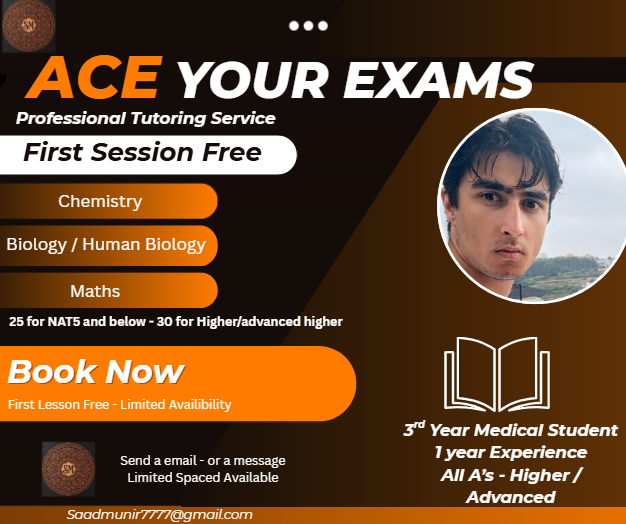 Maths - Chemistry - Biology / Human Biology Tutoring 