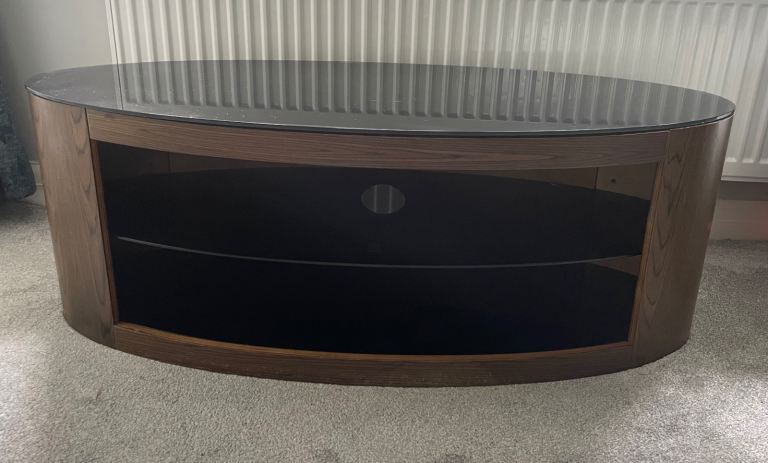 Oval Glass & Wood TV Stand - Good condition 
