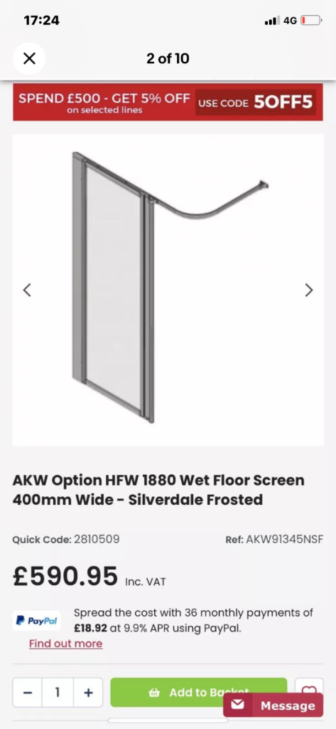 image for Wet floor shower screen and rail system and curtain 