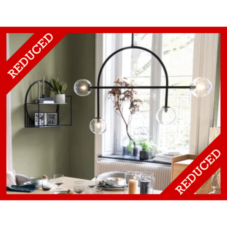 💡 NEW La Redoute Macha Metal Glass Chandelier Black Lighting Ceiling Light Living Dining Room £210