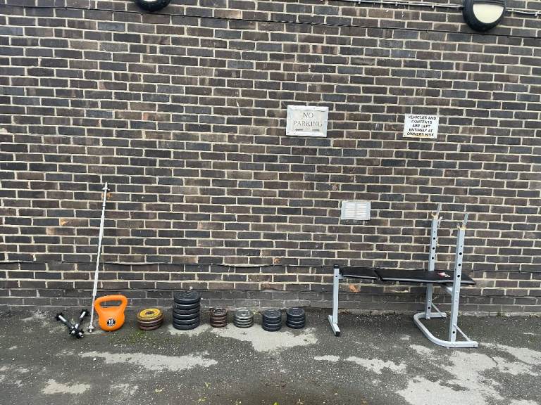 Gym Equipment - Bench, Bars, Weights