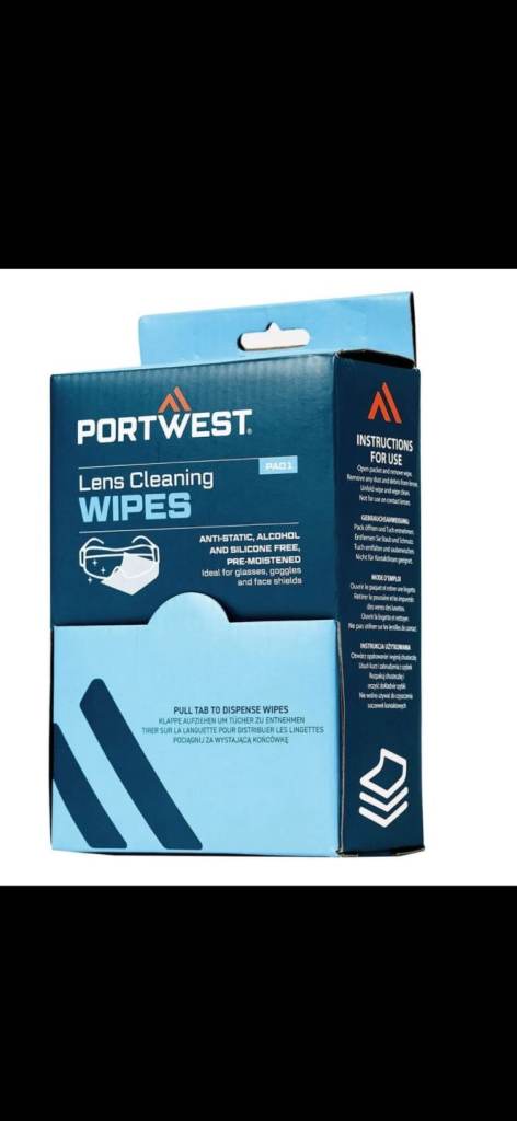 4 Boxes PORTWEST Lens Cleaning Wipes - New, Sealed Box