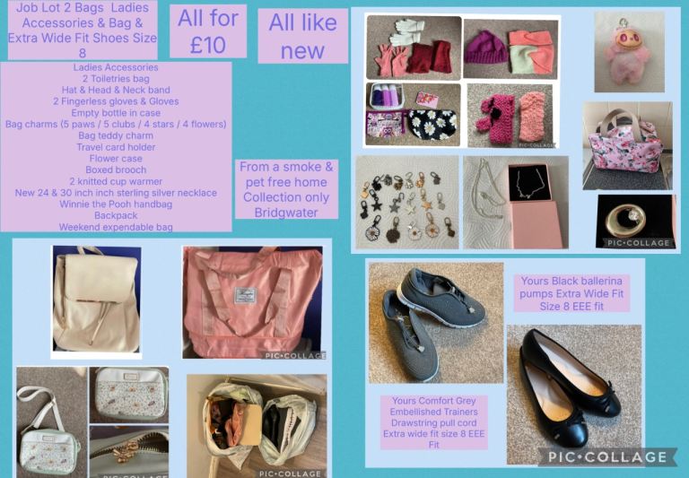Job Lot Ladies Accessories/ Bags / Extra Wide Fit Shoes Size 8