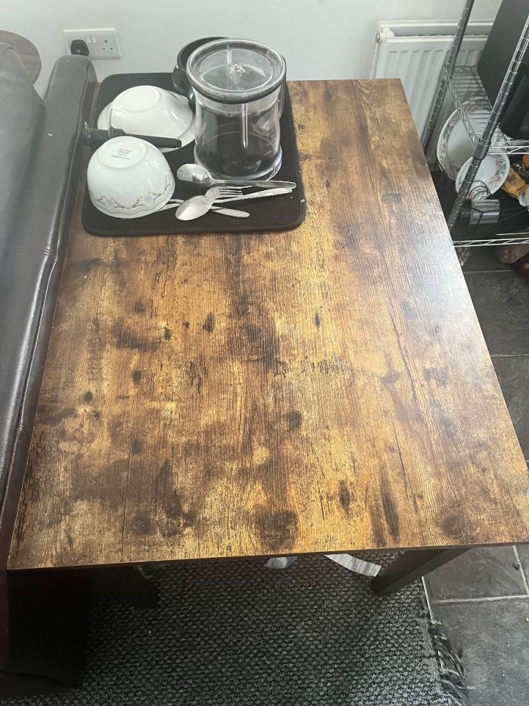 Industrial Dining Set – Breakfast Bar Table with 2 Stools (Rustic Wood)