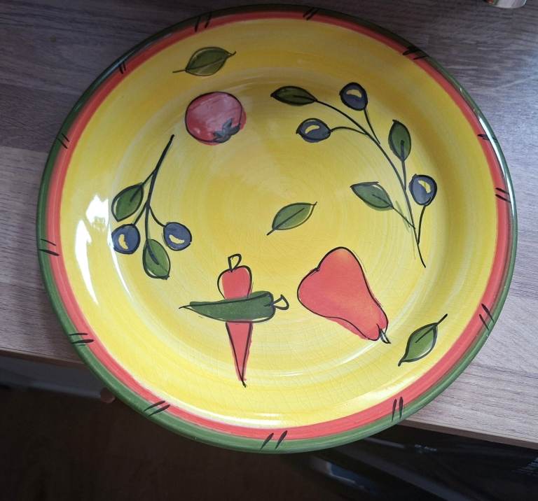 Rayware Ceramic Dinner Plate - Yellow with Fruit Design