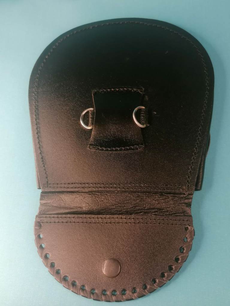 Vintage style Scottish Kilt Black Leather Sporran. With Lace Tassels. No chain belt